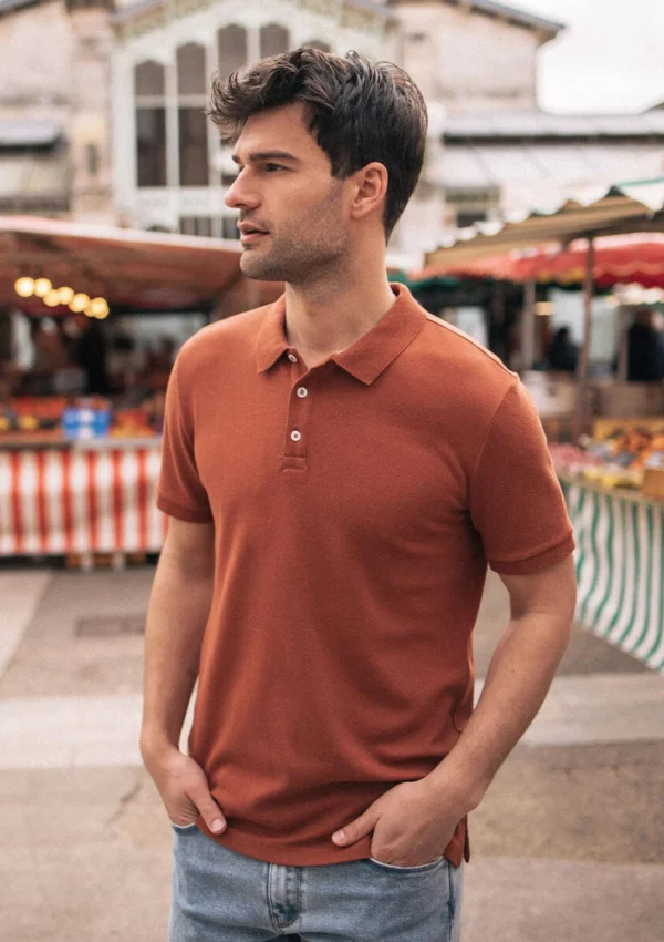 Herren-Poloshirt aus Bio-Baumwolle Amical Terracotta
