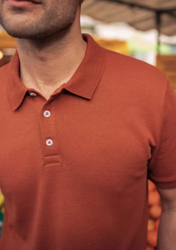 Herren-Poloshirt aus Bio-Baumwolle Amical Terracotta