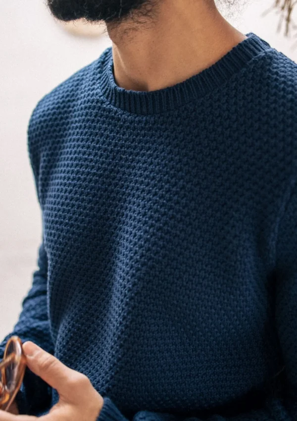 Herrenpullover aus Bio-Baumwolle Reflet Marine