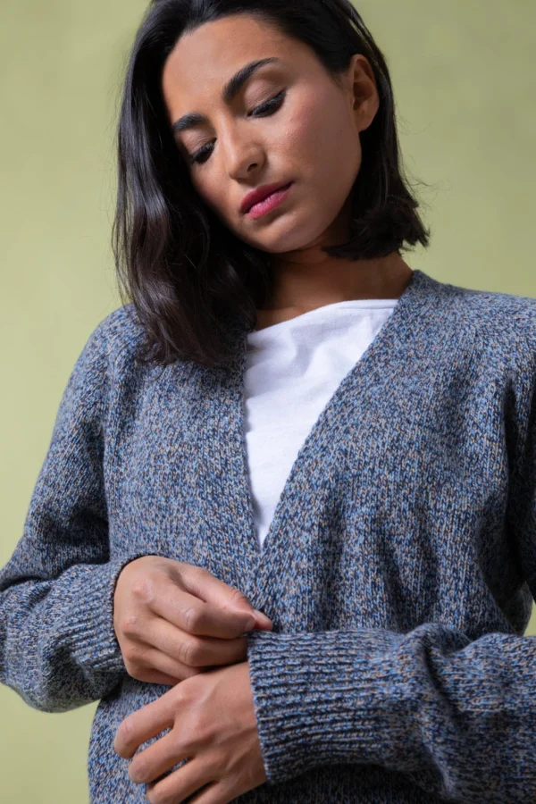 Kaschmir-Cardigan Giovanni Blau meliert