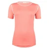 Korallenrotes Damen-Lauf-T-Shirt aus Merino und Lyocell