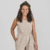 Kurze Leinen-Latzhose Daisy Beige