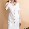 Kurzes Kleid aus Tencel Saule Ekru
