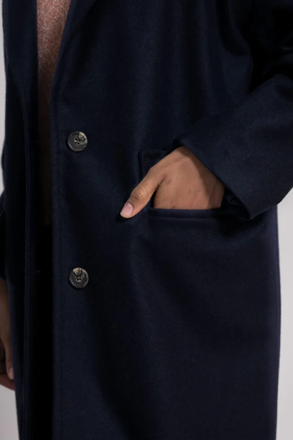 Langer Damen Wolle-Mantel Mara Navy