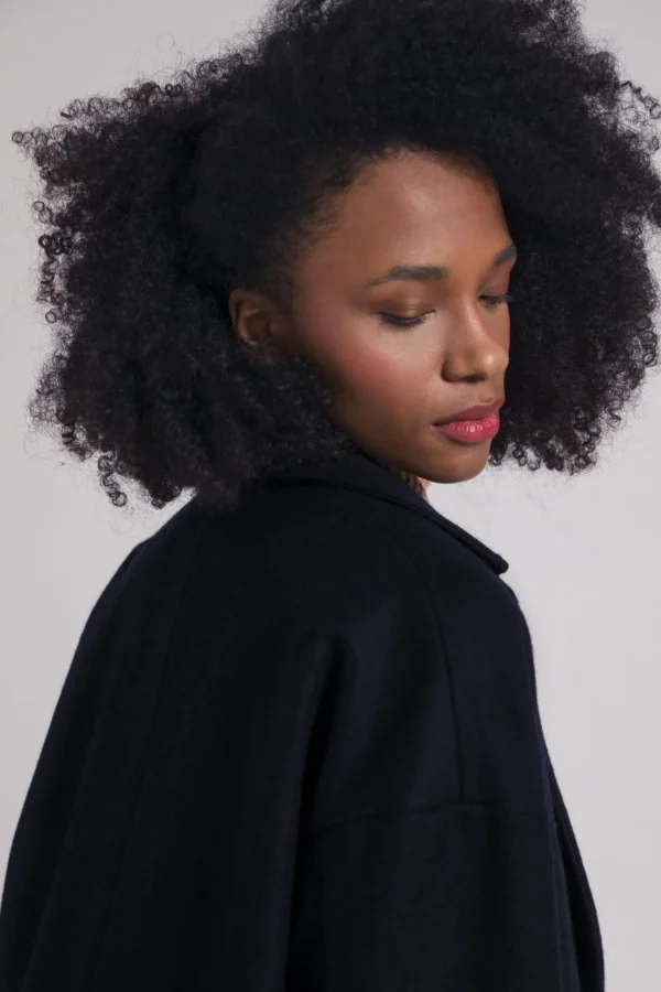 Langer Damen Wolle-Mantel Mara Navy