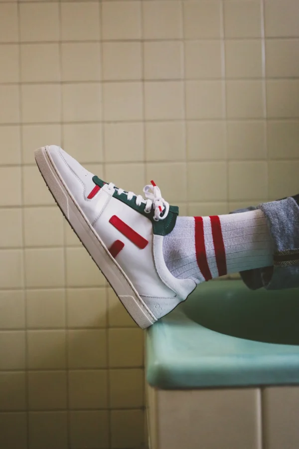 Ledersneaker Sansaho rot und grün