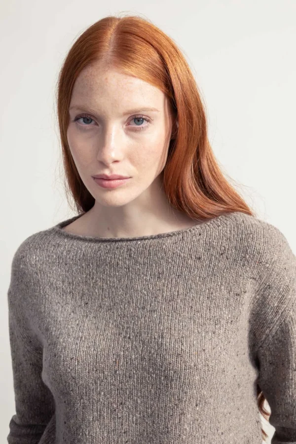 Melierter Kaschmirpullover Eloisa Grau