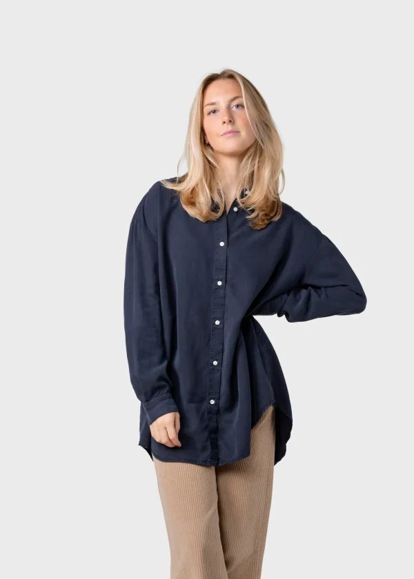 Mittellange Lyocell Bluse Ofelia Navy