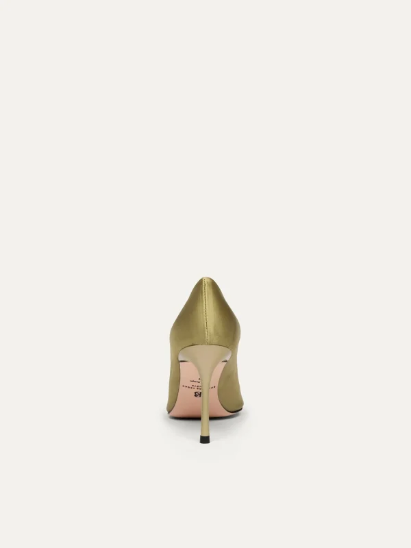 Olivgrüne vegane Pumps
