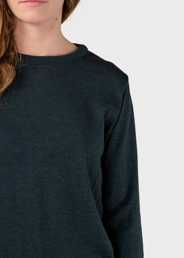 Olivgrüner Damenpullover aus feiner Merinowolle