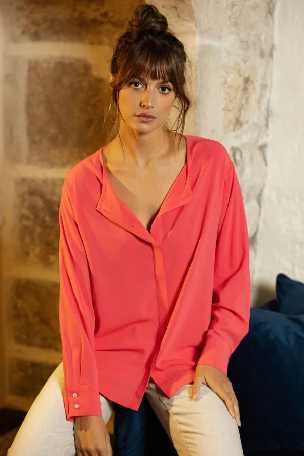 Oversize Damen-Hemd Elvira Fuchsia