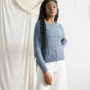 Perforierter Damen Pullover Mia Atlantikblau