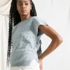 Perforiertes Damen Top Dori Mittelmeerblau