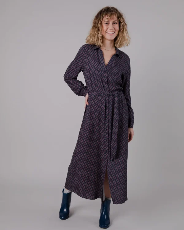 Plum Lips langes Kleid mit V-Ausschnitt