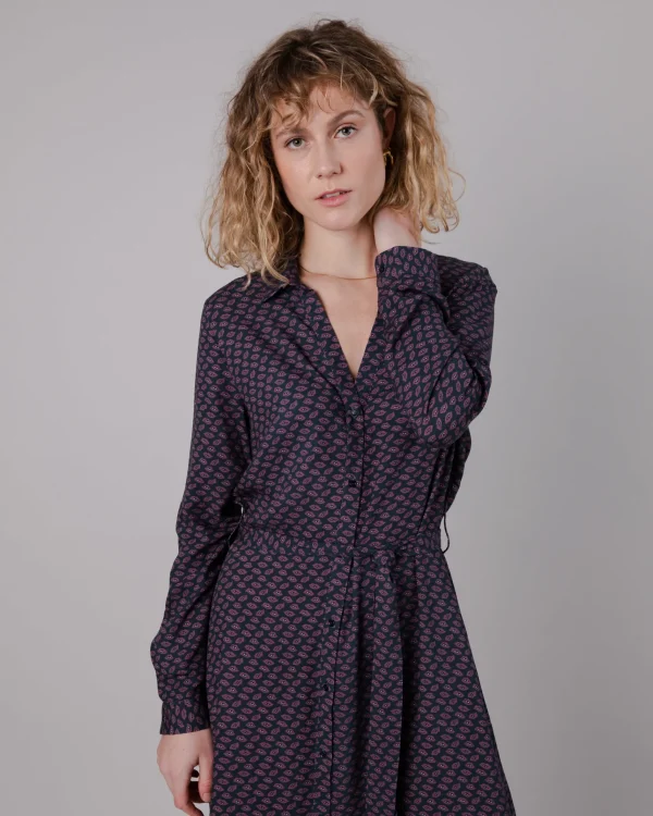Plum Lips langes Kleid mit V-Ausschnitt