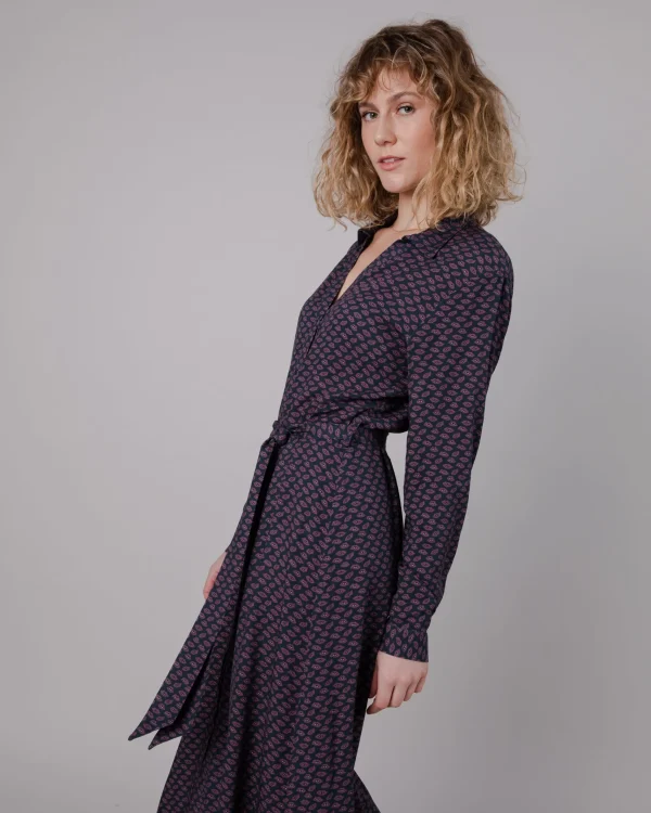 Plum Lips langes Kleid mit V-Ausschnitt