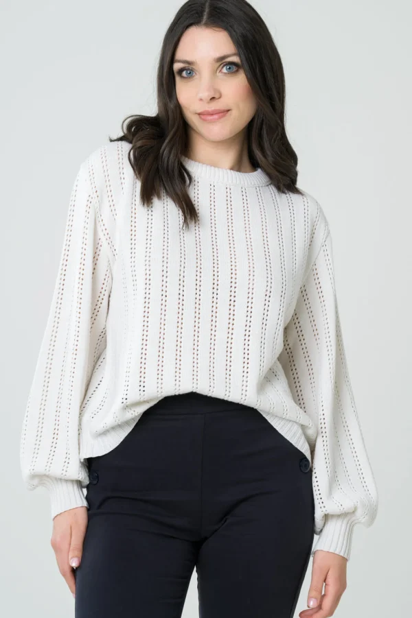 Pullover aus Merinowolle Lamier Ekru