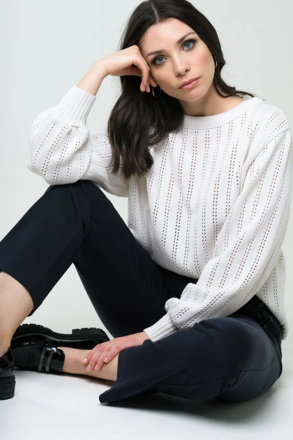 Pullover aus Merinowolle Lamier Ekru