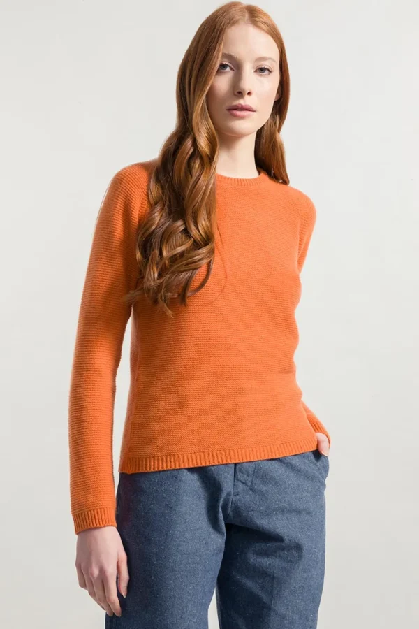 Pullover aus recycelter feiner Wolle Laura Orange