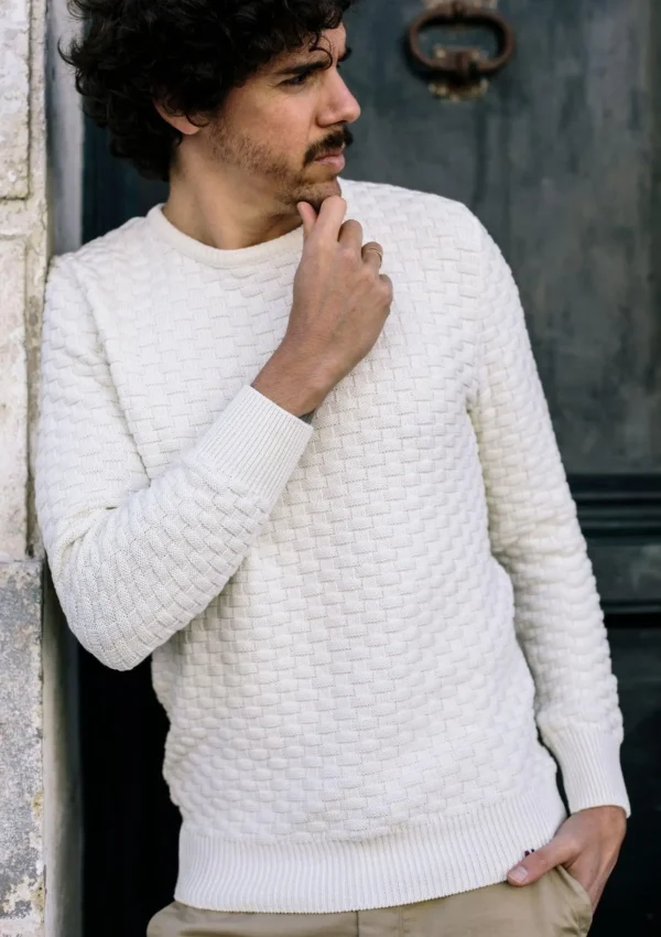 Pullover Damier ekru kariert