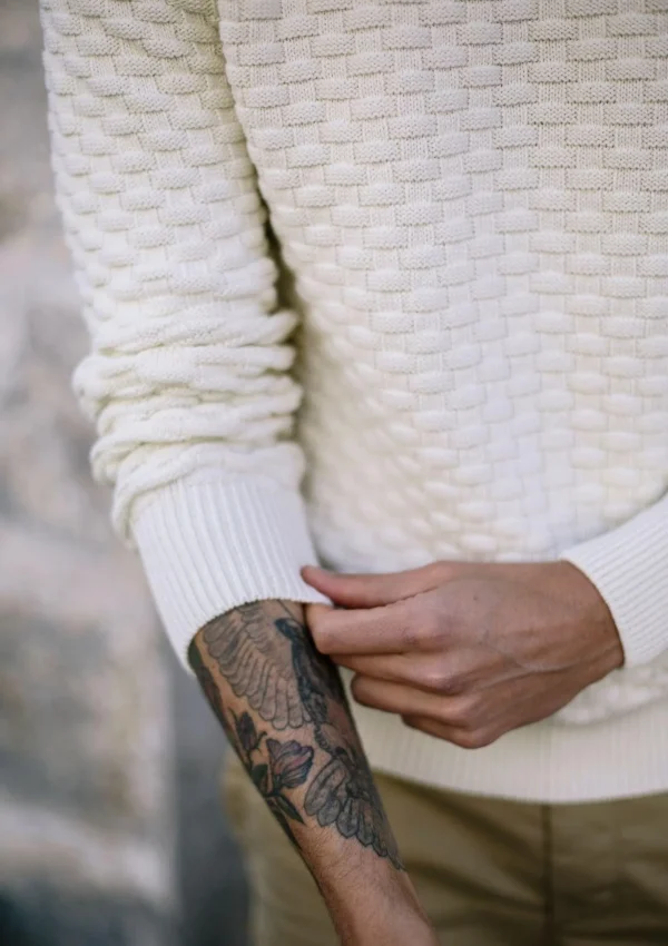 Pullover Damier ekru kariert