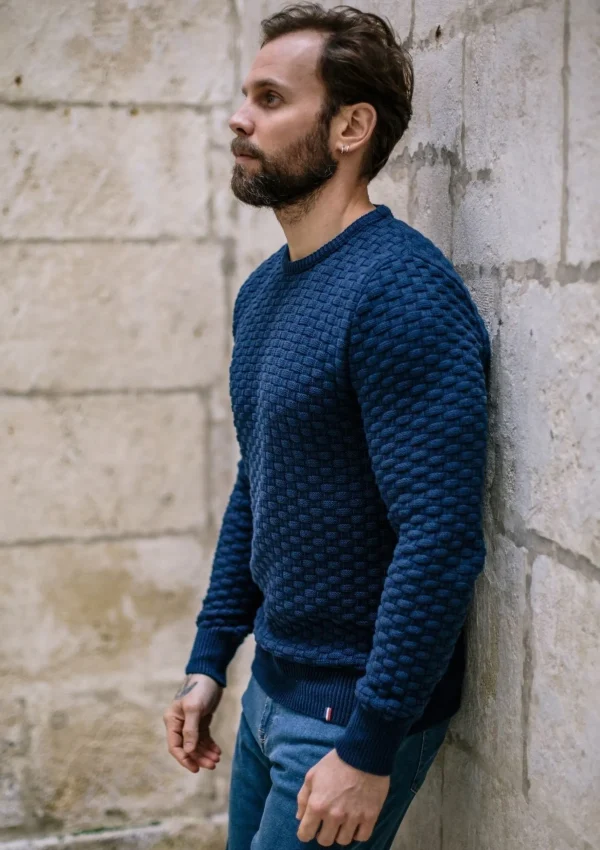 Pullover Damier marineblau kariert