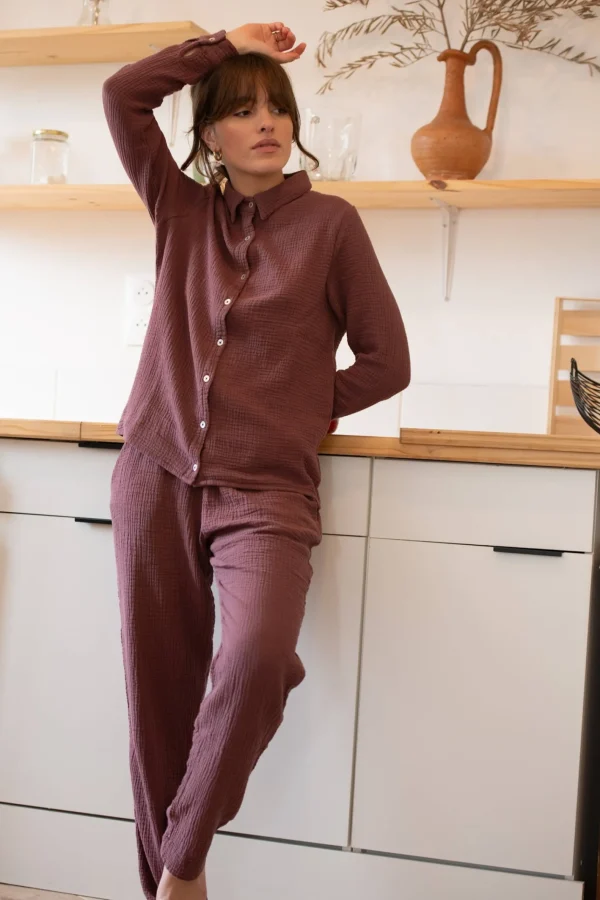 Pyjama-Hemd Daphne Bordeaux