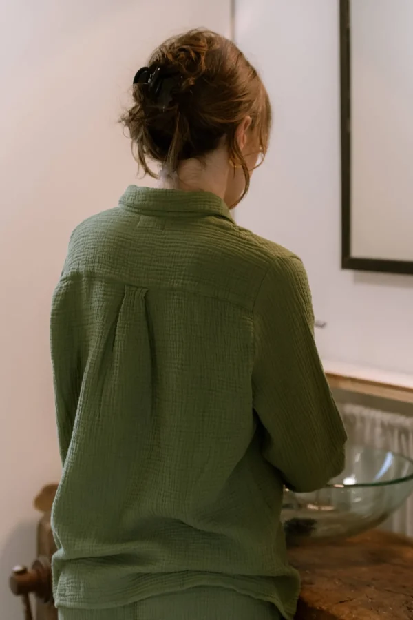 Pyjama-Hemd Daphne Olivgrün