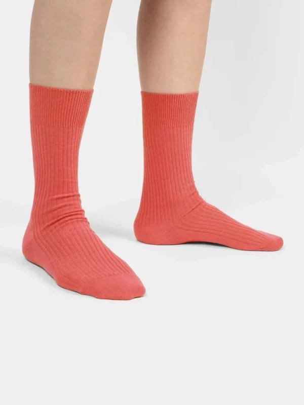 Ribbed Coral Red Socken