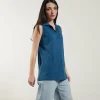 Ärmelloses Poloshirt Helen Blau