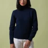 Rollkragenpullover aus recyceltem Kaschmir Ada Dunkelblau
