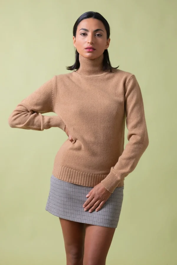 Rollkragenpullover aus recyceltem Kaschmir Ada Beige