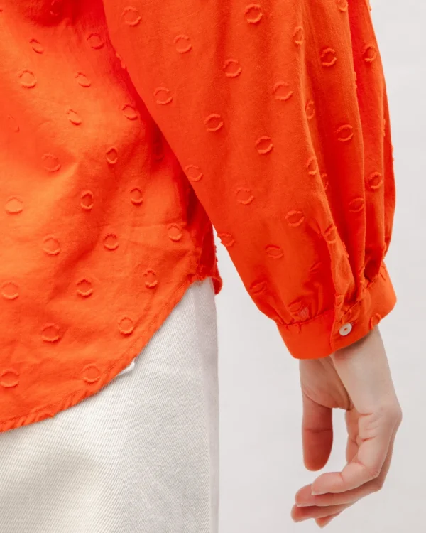 Romantische Orange Polka-Dot Bluse