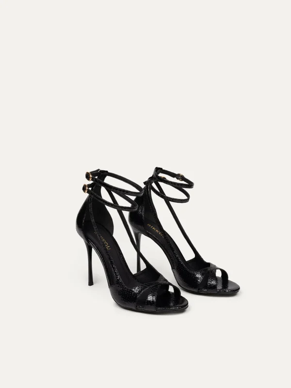 Schwarze vegane High-Heel-Sandalen