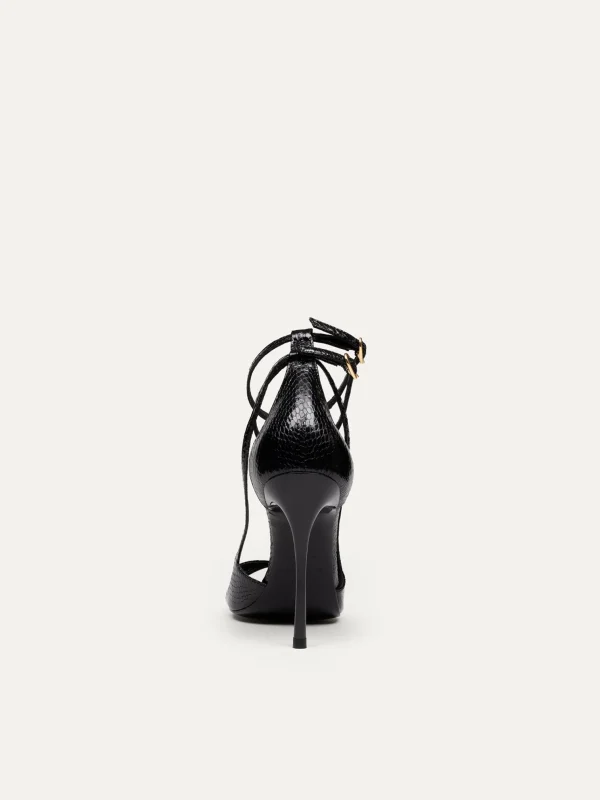 Schwarze vegane High-Heel-Sandalen
