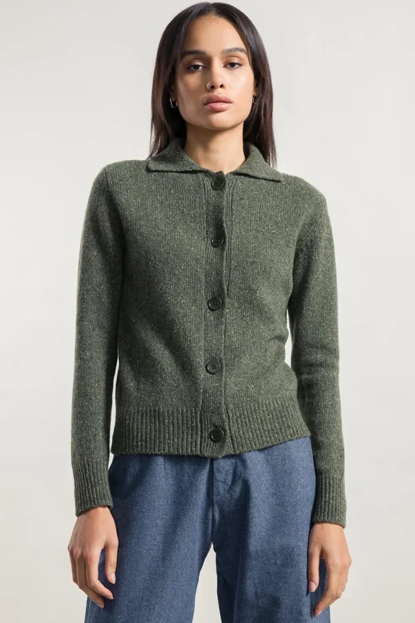 Strickjacke aus recyceltem Kaschmir Cecilia Khaki