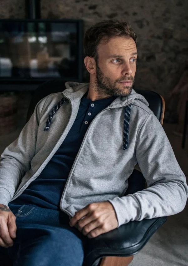 Sweatshirt mit Reissverschluss Détente grau meliert