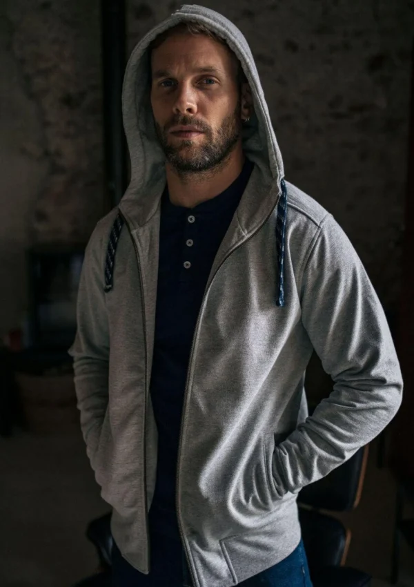 Sweatshirt mit Reissverschluss Détente grau meliert