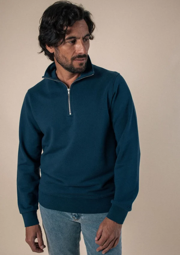 Sweatshirt mit Trucker-Kragen Union Blau