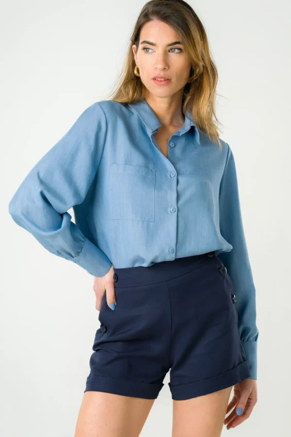 Tencel Bluse Kauri Blau denim