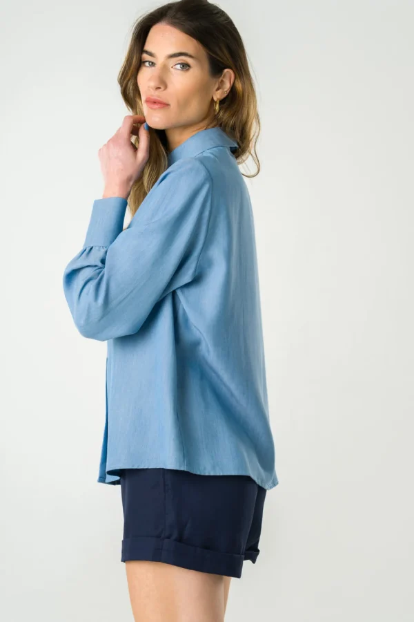 Tencel Bluse Kauri Blau denim