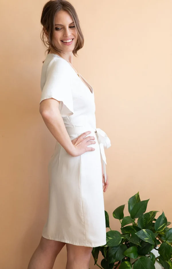 Tencel Wickelkleid Avena Ekru