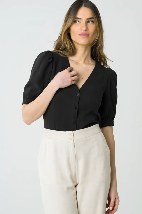 Tencel-Bluse Aster Schwarz