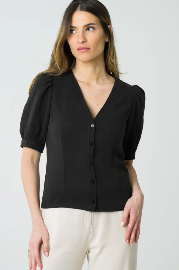 Tencel-Bluse Aster Schwarz