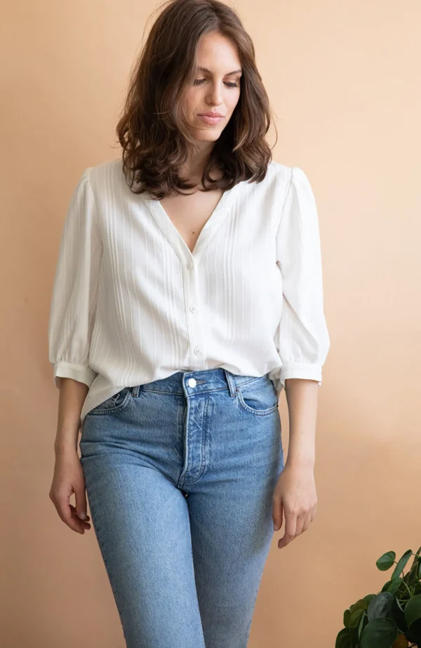 Tencel-Bluse Aster weiss