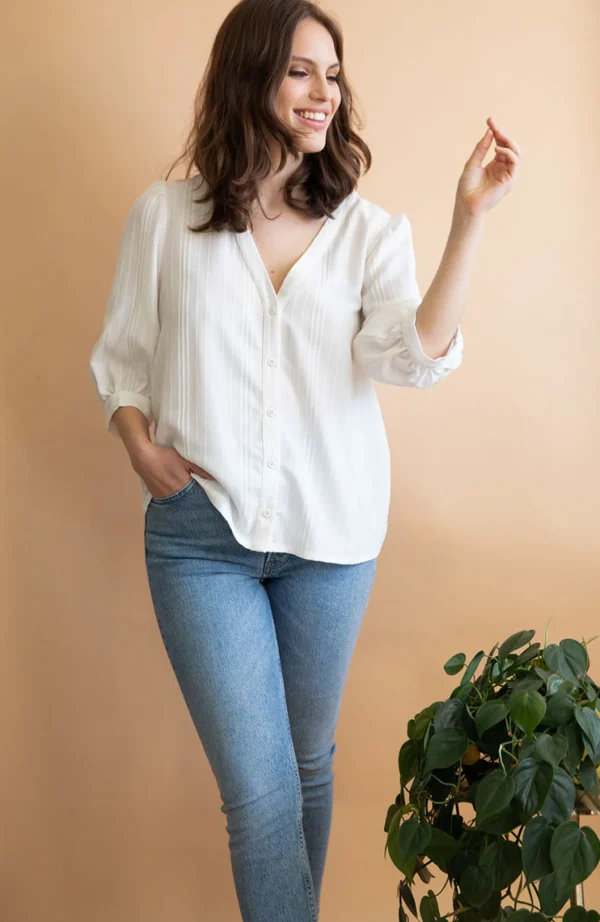 Tencel-Bluse Aster weiss