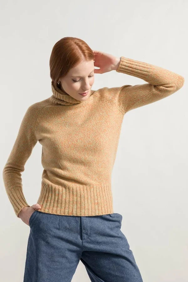 Warm Kaschmir Rollkragen-Pullover Susanna Orange