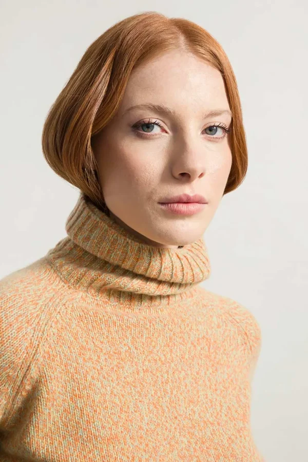 Warm Kaschmir Rollkragen-Pullover Susanna Orange