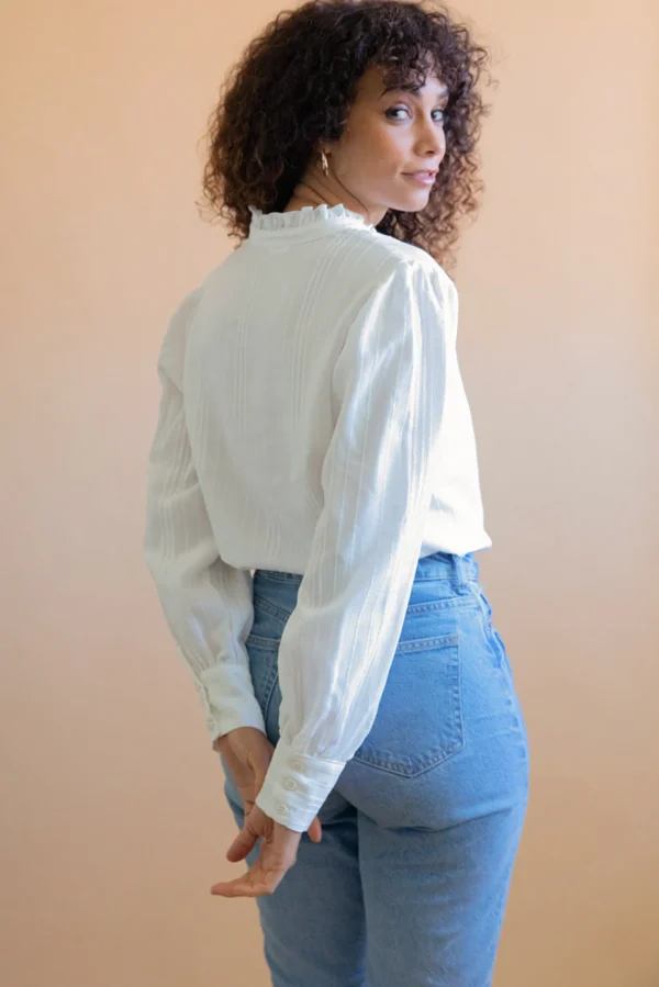 Weisse Tencel-Bluse Orchidée