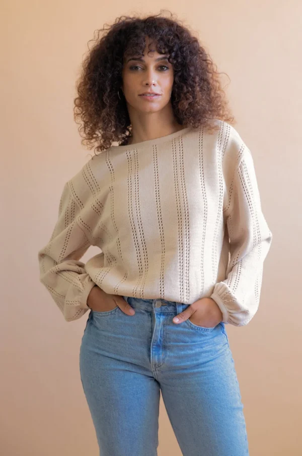 Wendbarer Damenpullover Lamier Beige